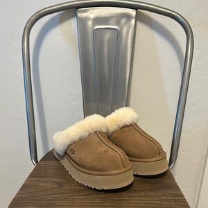 UGG Shearling Disquette Platform Slippers